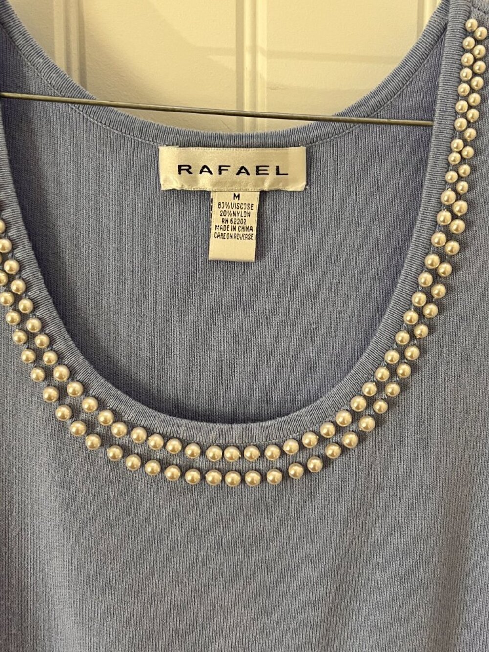 RAFAEL‎ Lavender Faux Pearl Neck Knit Tank Top Quiet Luxury Size M - Picture 3 of 12